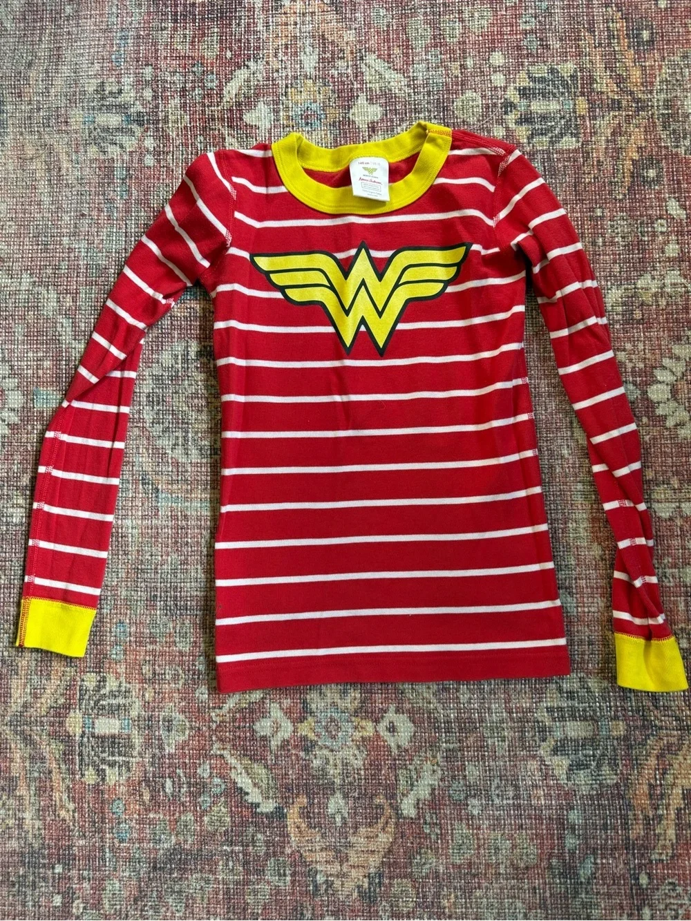 Hanna Andersson size 10 Wonder Woman Red & Blue Kids Pajama Set Organic Cotton